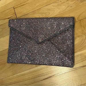 NWT Rebecca Minkoff Glitter Leo Clutch Multicolored